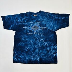 Vintage Harley Davidson RK Stratman Blue Flames Graphic T Shirt Large Milwaukee